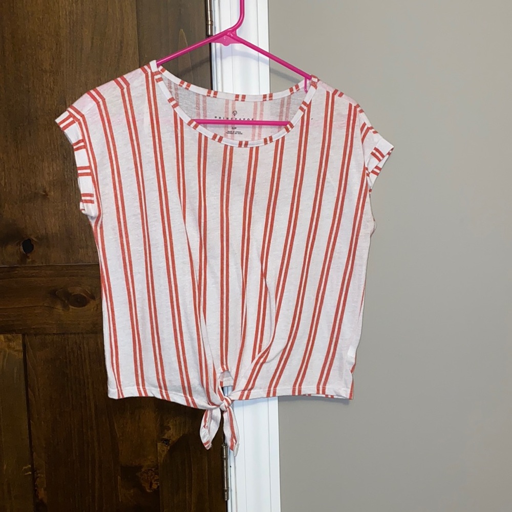 orange and white striped shirt